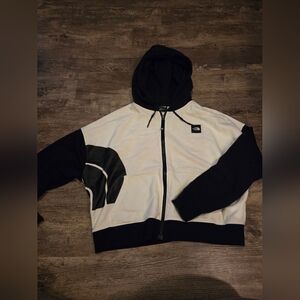 Women's The North Face cropped sweatshirt hoodie size L black/white oversized